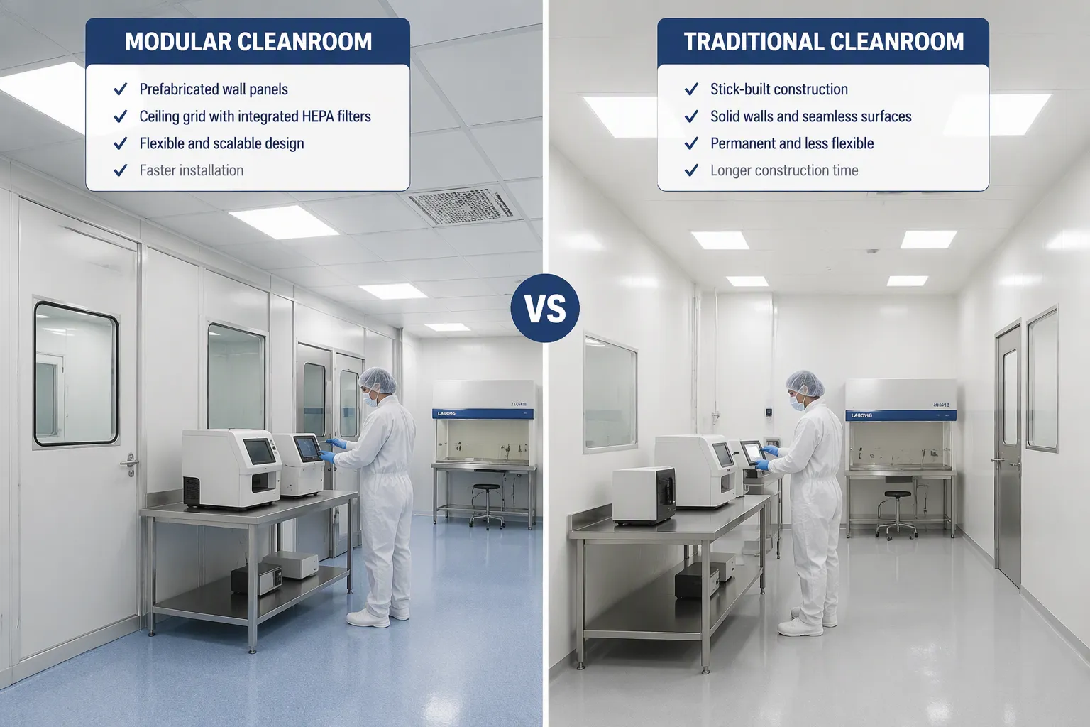 Salles blanches modulaires et traditionnelles&nbsp;: principales diff&eacute;rences et consid&eacute;rations